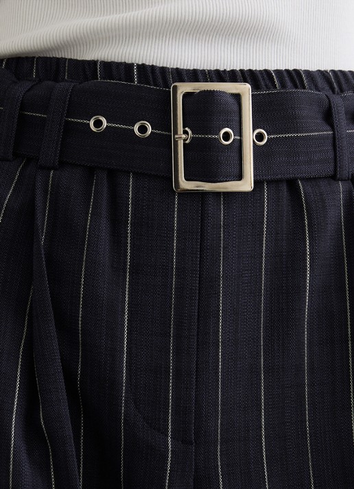 Reiss Rae high waist wide fit pantalon met krijtstreep - detail 5 donkerblauw