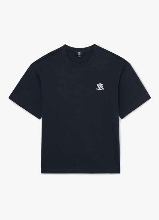 Reiss Rainer T-shirt met borduring - voorkant 5 donkerblauw