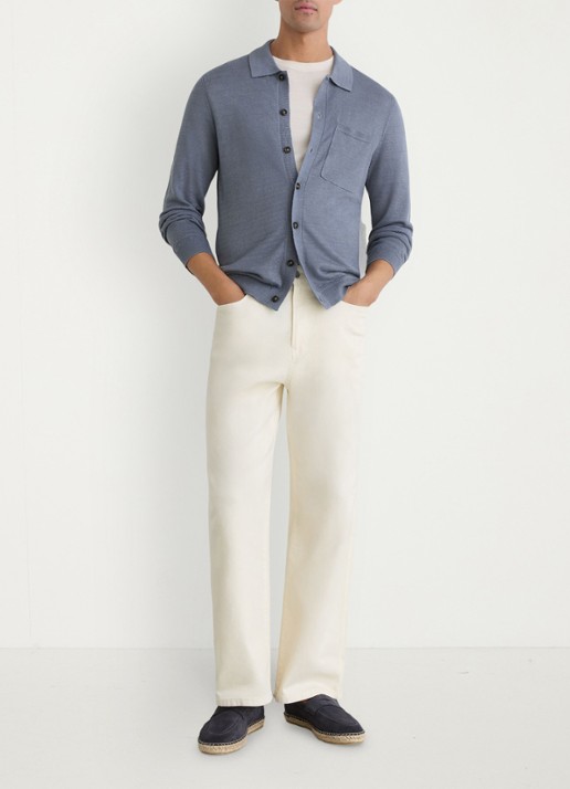 Reiss Rainham fijngebreid vest met borstzak - voorkant 5 airforce blue / blauw