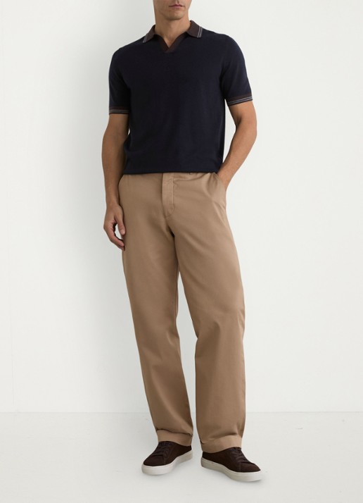Reiss Redmire regular fit polo van merino wol - voorkant 6 donkerblauw