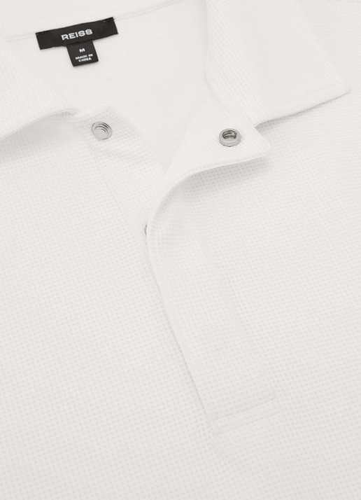 Reiss Reed regular fit polo met wafelstructuur - detail 2 white / wit
