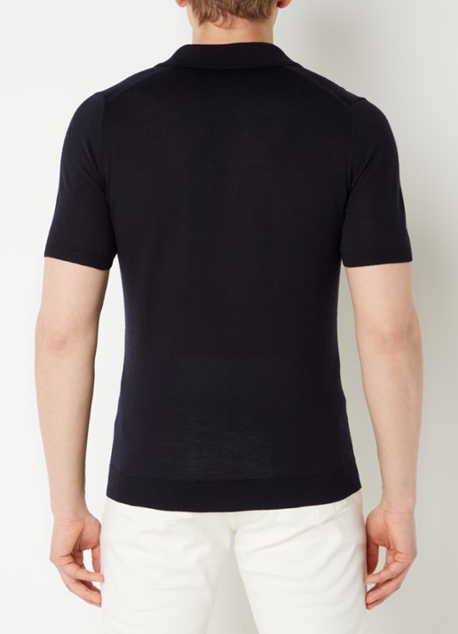 Reiss Regular fit fijngebreide polo van wol - achterkant 4 donkerblauw
