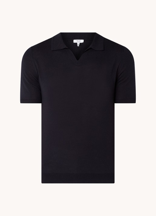 Reiss Regular fit fijngebreide polo van wol - voorkant 2 donkerblauw