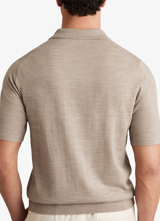Reiss Regular fit fijngebreide polo van wol - achterkant 3 khaki
