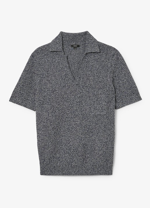 Reiss Regular fit polo met gemêleerd dessin - voorkant 2 indigo blue / blauw