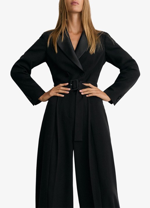 Reiss Remi wide leg blazer jumpsuit - detail 2 black / zwart
