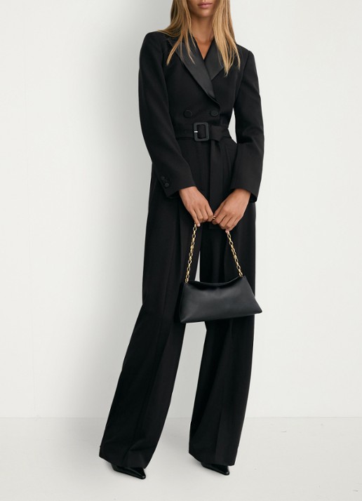 Reiss Remi wide leg blazer jumpsuit - detail 3 black / zwart
