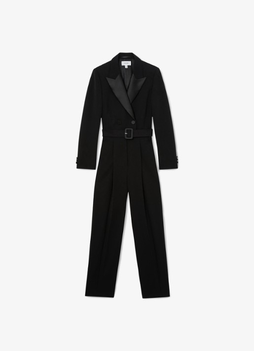 Reiss Remi wide leg blazer jumpsuit - voorkant 6 black / zwart