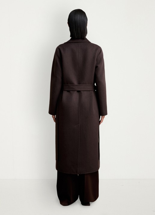 Reiss Rene mantel in wolblend met strikceintuur - achterkant 7 aubergine