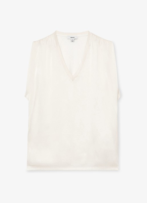 Reiss Renita top in zijdeblend - voorkant 4 wit
