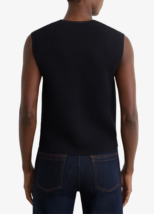 Reiss Ria gilet met structuur - achterkant donkerblauw