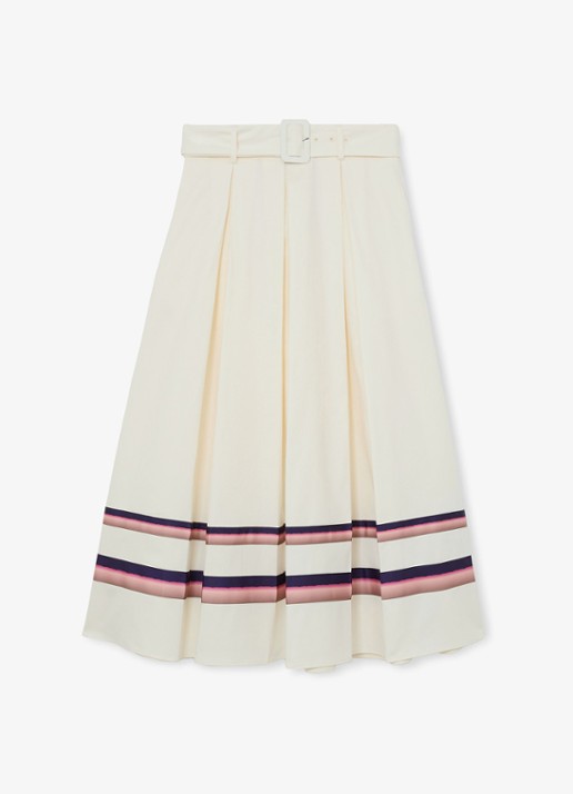 Reiss Rian midi rok met ceintuur en steekzakken - voorkant 5 creme