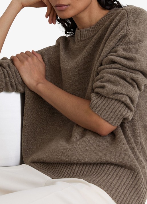 Reiss RILEY fijngebreide trui in kasjmierblend  - detail 2 beige