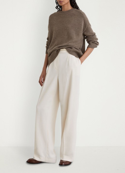 Reiss RILEY fijngebreide trui in kasjmierblend  - voorkant 6 beige