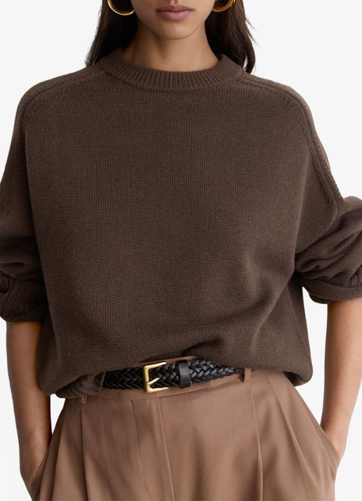 Reiss RILEY fijngebreide trui in kasjmierblend  - detail 3 bruin