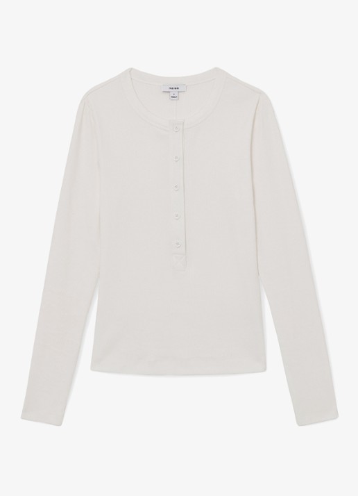 Reiss Rina ribgebreide long sleeve - voorkant wit
