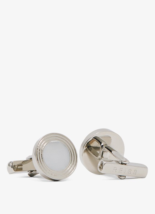 Reiss Ripley manchetknopen met logo - detail zilver