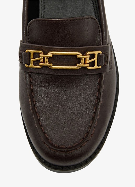 Reiss RITA Leather Hardware-Detail Loafers - detail 3 chocoladebruin
