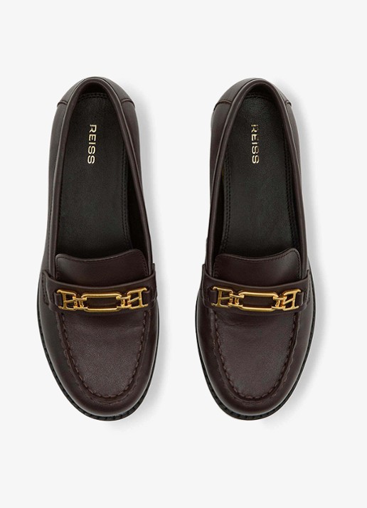Reiss Rita loafer van suède - detail 2 chocoladebruin