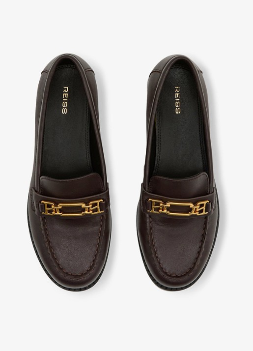 Reiss Rita loafer van suède - detail 2 chocoladebruin