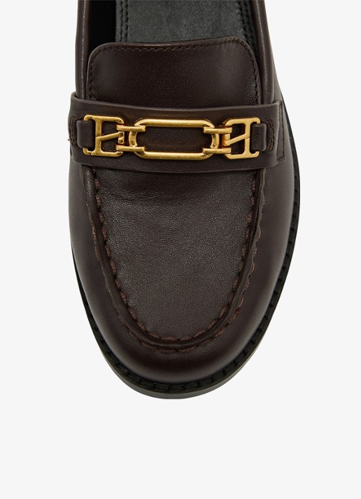 Reiss Rita loafer van suède - detail 4 chocoladebruin
