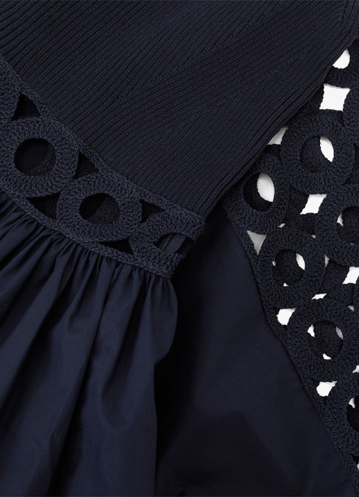 Reiss Rite ribgebreide midi jurk met cut-out detail - detail 5 donkerblauw