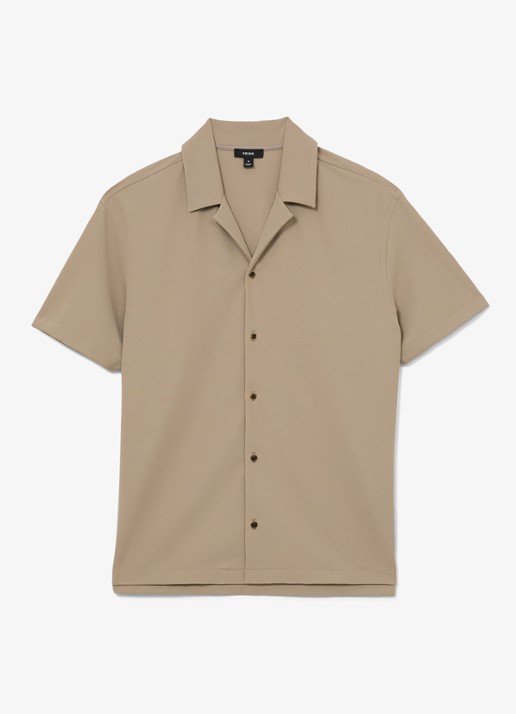 Reiss River regular fit overhemd met structuur - voorkant 4 beige
