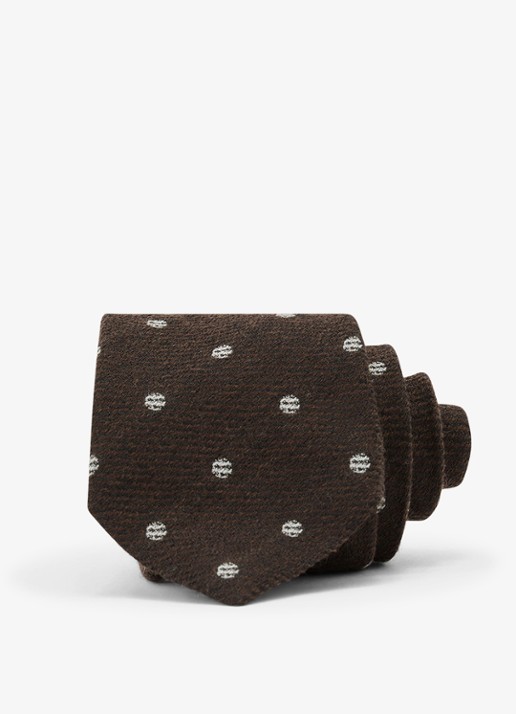 Reiss Rocco stropdas in wolblend - detail 2 chocoladebruin