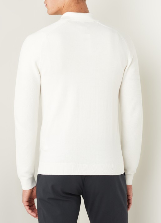 Reiss Roman fijngebreide pullover met halve rits - achterkant 4 gebroken wit