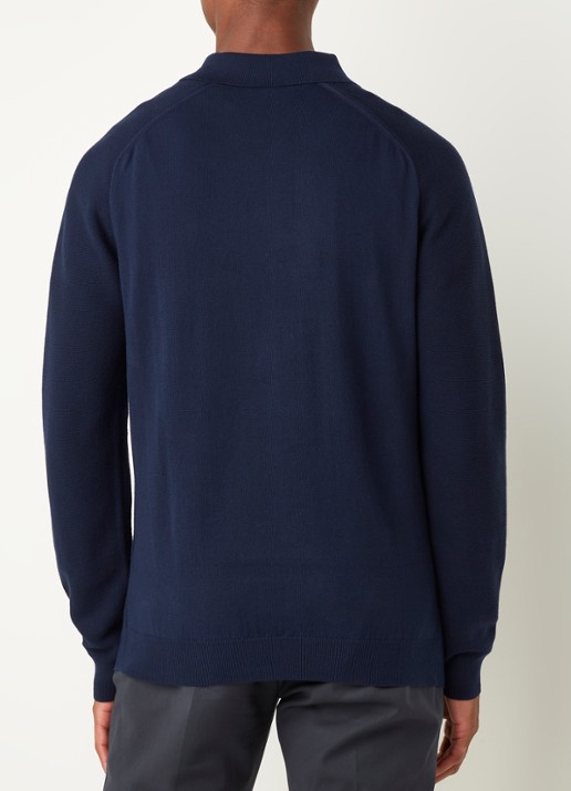 Reiss Roman fijngebreide pullover met halve rits - achterkant 4 donkerblauw