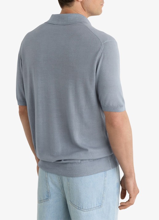 Reiss Rook regular fit polo met structuur - achterkant 2 soft blue / lichtblauw