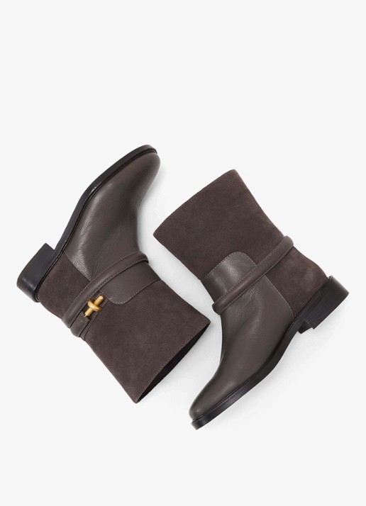 Reiss Rosalee enkellaars met gesp detail - voorkant 5 donkerbruin