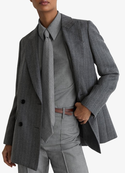Reiss Rosaria blouse met afneembare stropdas - detail 2 donkergrijs