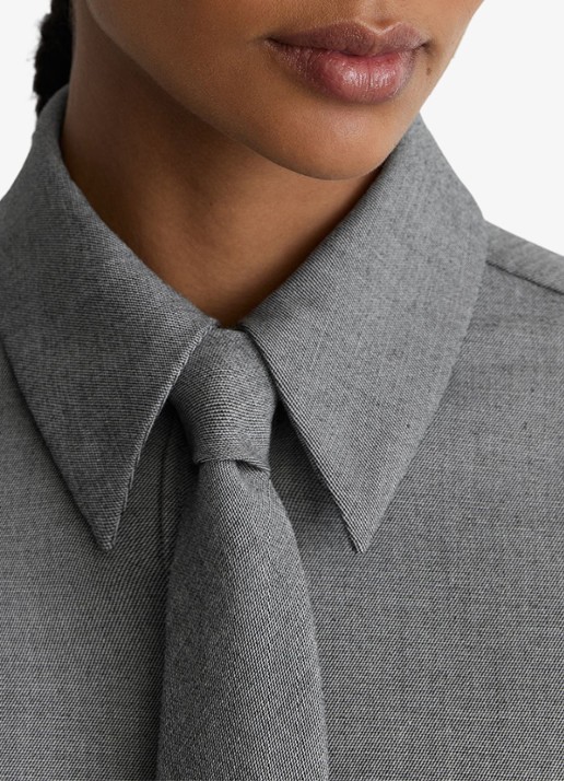 Reiss Rosaria blouse met afneembare stropdas - detail 3 donkergrijs