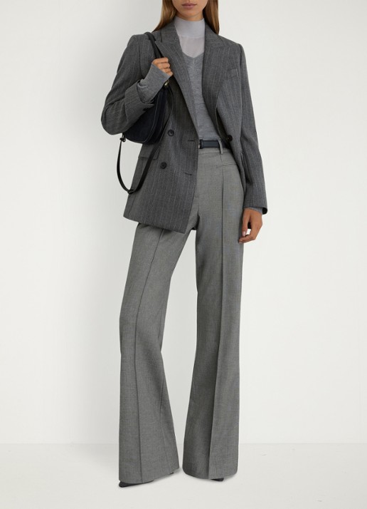 Reiss Rosaria high waist flared fit pantalon met steekzakken - voorkant 7 grijs