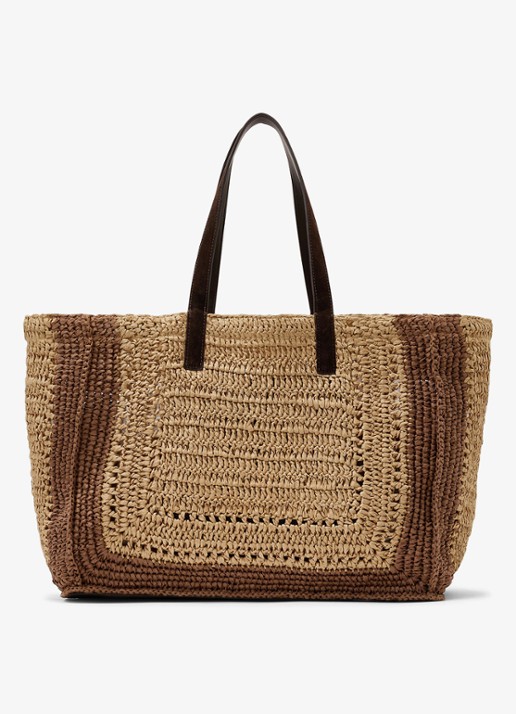 Reiss Rosie schoudertas van raffia - achterkant 3 natural / beige