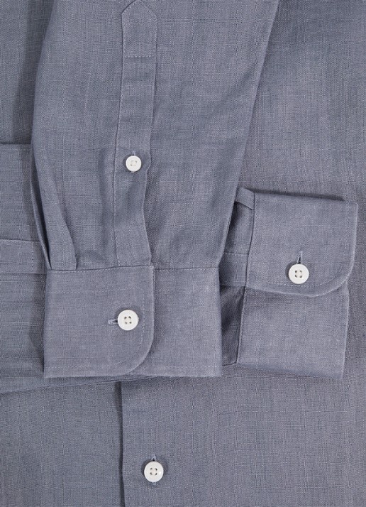 Reiss Ruban overhemd van linnen - detail 5 staalblauw