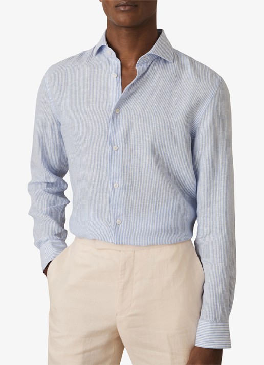 Reiss Ruban regular fit overhemd van linnen met streepprint
