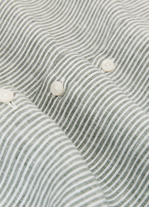 Reiss Ruban regular fit overhemd van linnen met streepprint - detail 6 donkerkhaki