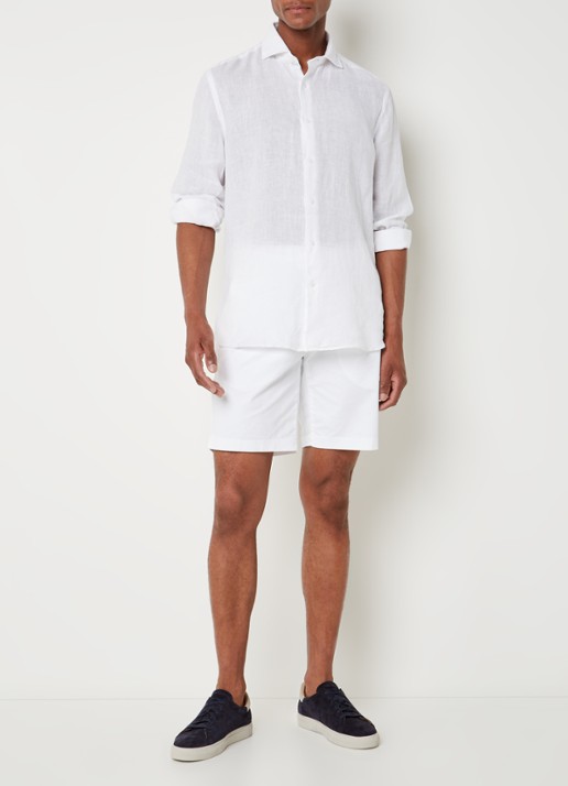 Reiss Ruban regular fit overhemd van linnen  - voorkant 2 wit