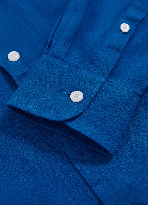 Reiss Ruban regular fit overhemd van linnen - detail blauw
