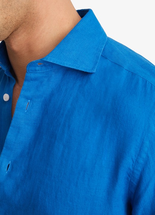 Reiss Ruban regular fit overhemd van linnen - detail 2 blauw