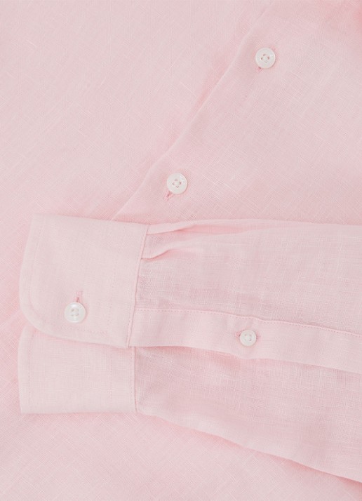 Reiss Ruban regular fit overhemd van linnen - detail 6 lichtroze