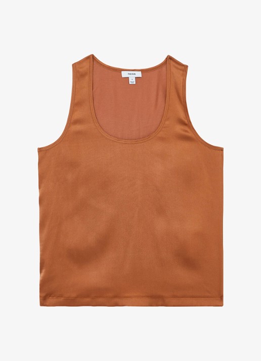 Reiss Ruby top van zijde - voorkant 2 bruin