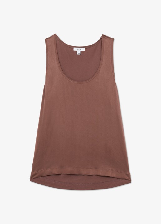 Reiss Ruby top van zijde - voorkant 3 taupe