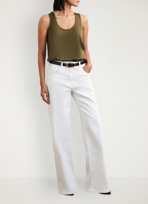 Reiss Ruby top van zijde - detail 3 legergroen