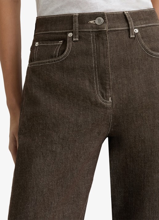 Reiss Sabel high waist tapered fit jeans met steekzakken - detail 4 bruin