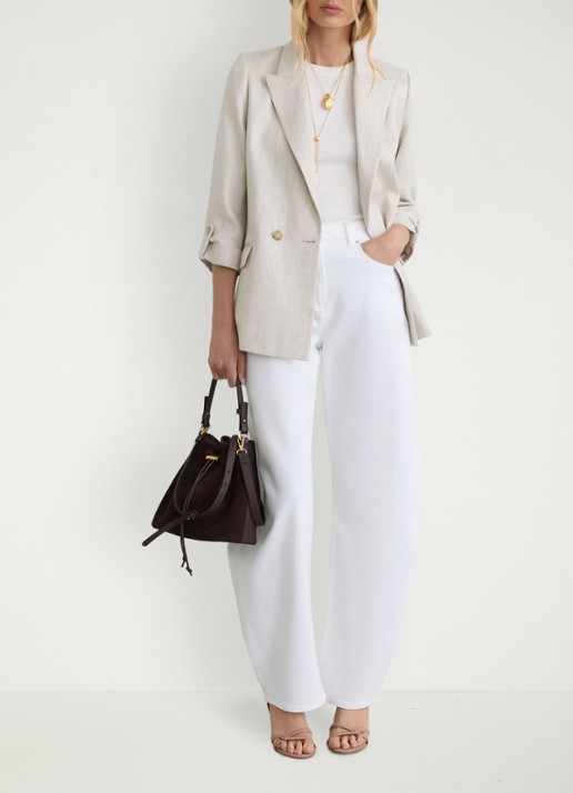 Reiss Sabel high waist wide fit jeans in katoenblend - detail 6 wit