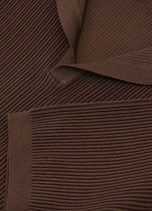 Reiss Sailor regular fit polo met ribstructuur - detail 3 chocoladebruin