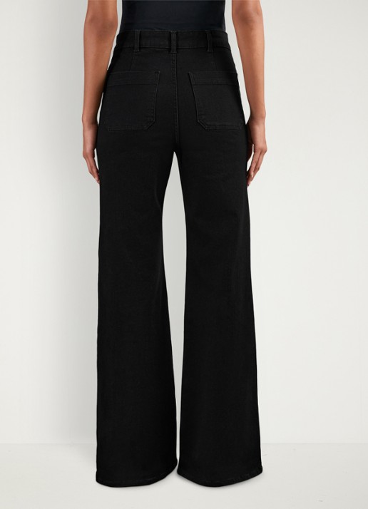 Reiss Sakura high waist flared jeans met gekleurde wassing - achterkant 4 zwart